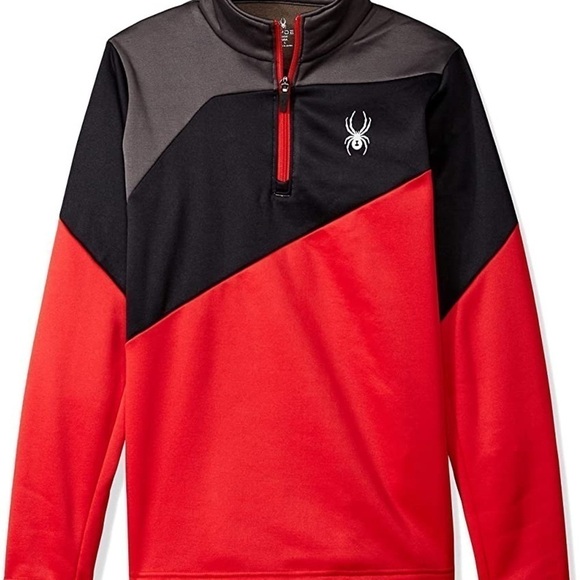 Spyder Boys Ambush Half Zip T-Neck Turtleneck Large Red Black Grey